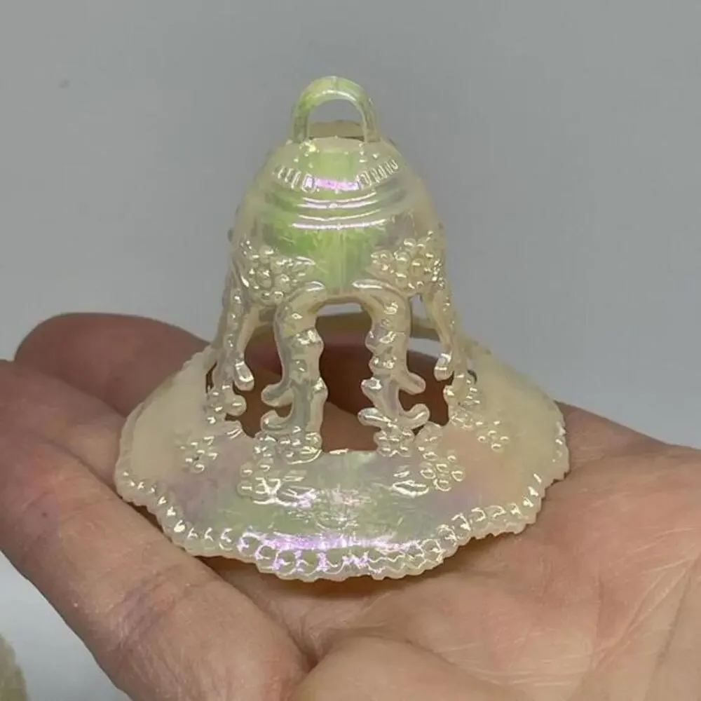 Iridescent Ivory Hard Plastic‎ Wedding Bells Ornaments LOT of 29 Vintage